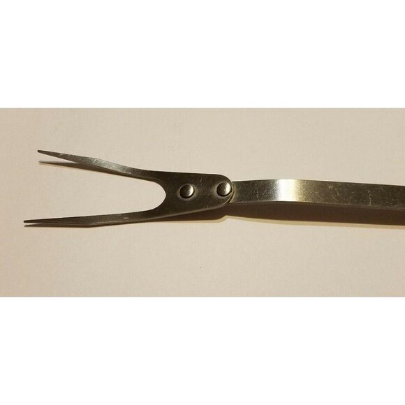 USA Stainless Steel Meat Fork 2 Wide Prong 12" Black Handle Vintage - Picture 3 of 6